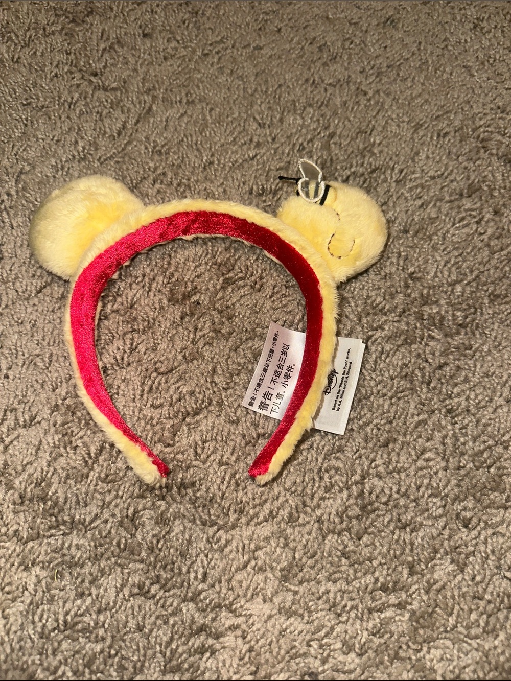 Disney Yellow Plush Bear Ear Headband with Red Lining plus shipping